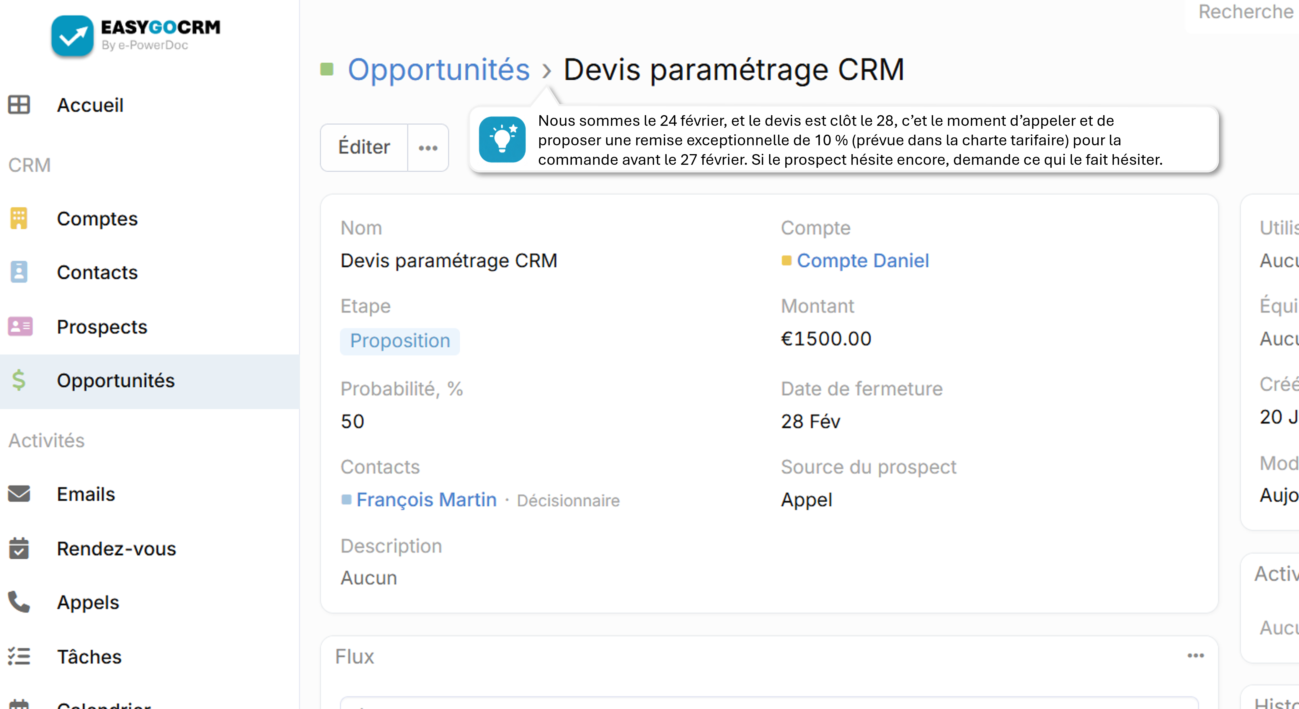 Front Office Opportunités